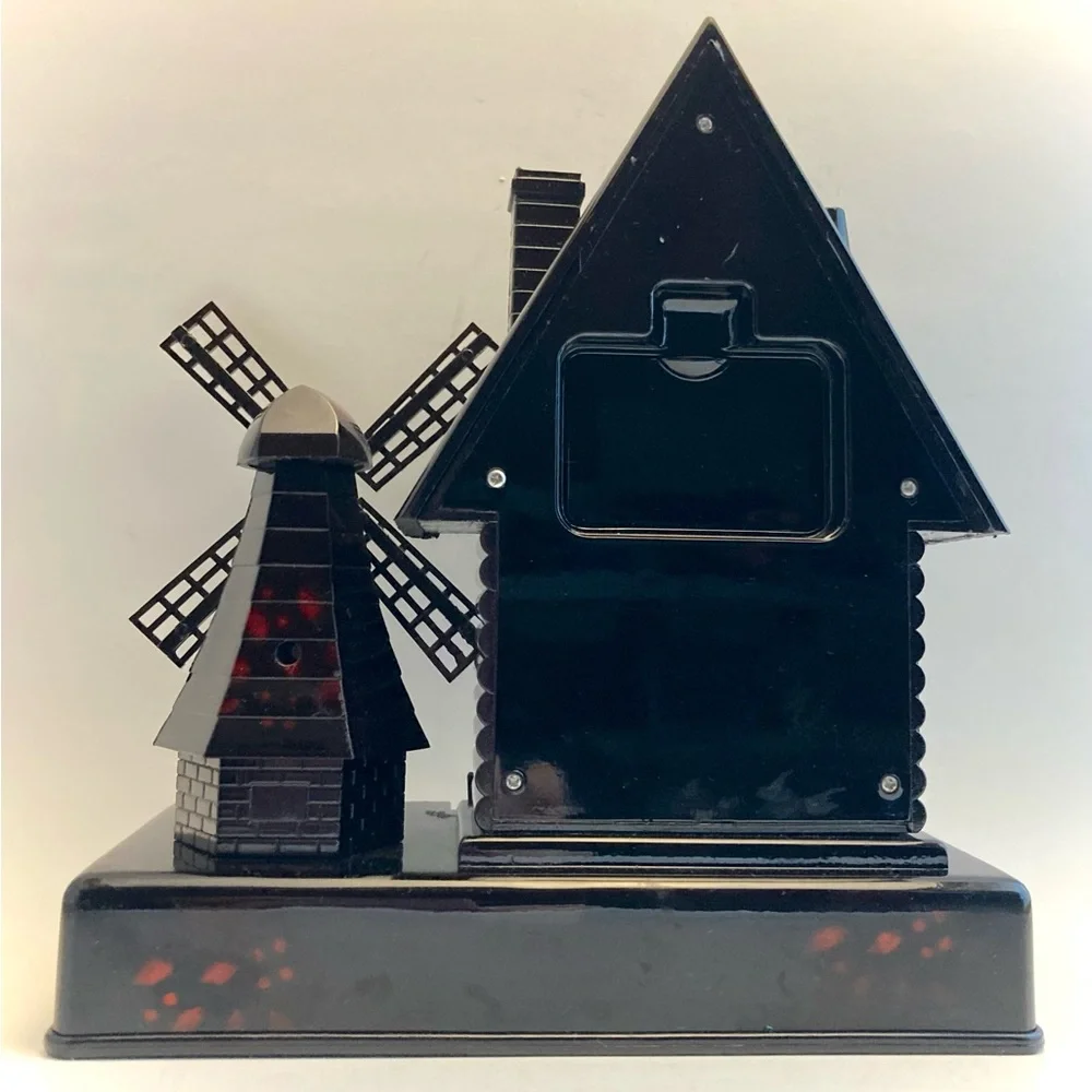 Black and Gold Windmill Music Box Clock - Unique Funky Goth - Picture 5 of 8